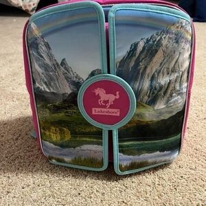 Lakeshore Pink and Blue Backpack with Mountain Design